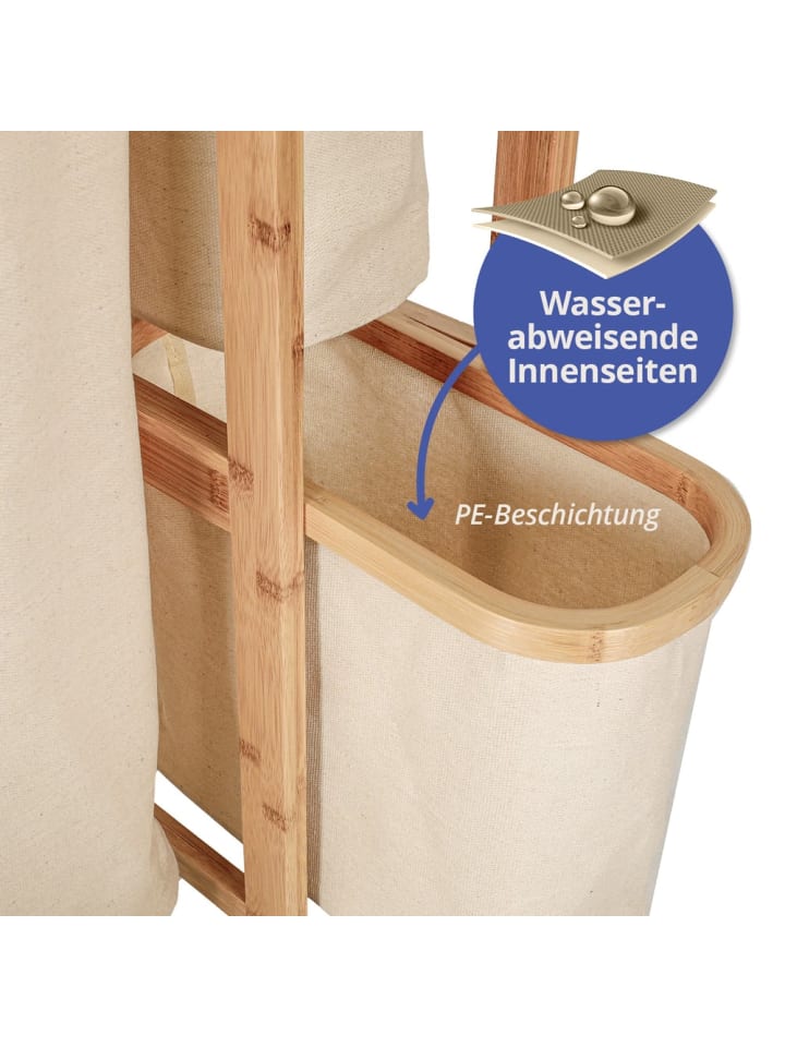 Lumaland Lumaland Wäschekorb aus Bambus mit 2 ausziehbaren Wäschesäcken Farbe Dunkelgr günstig kaufen onesize