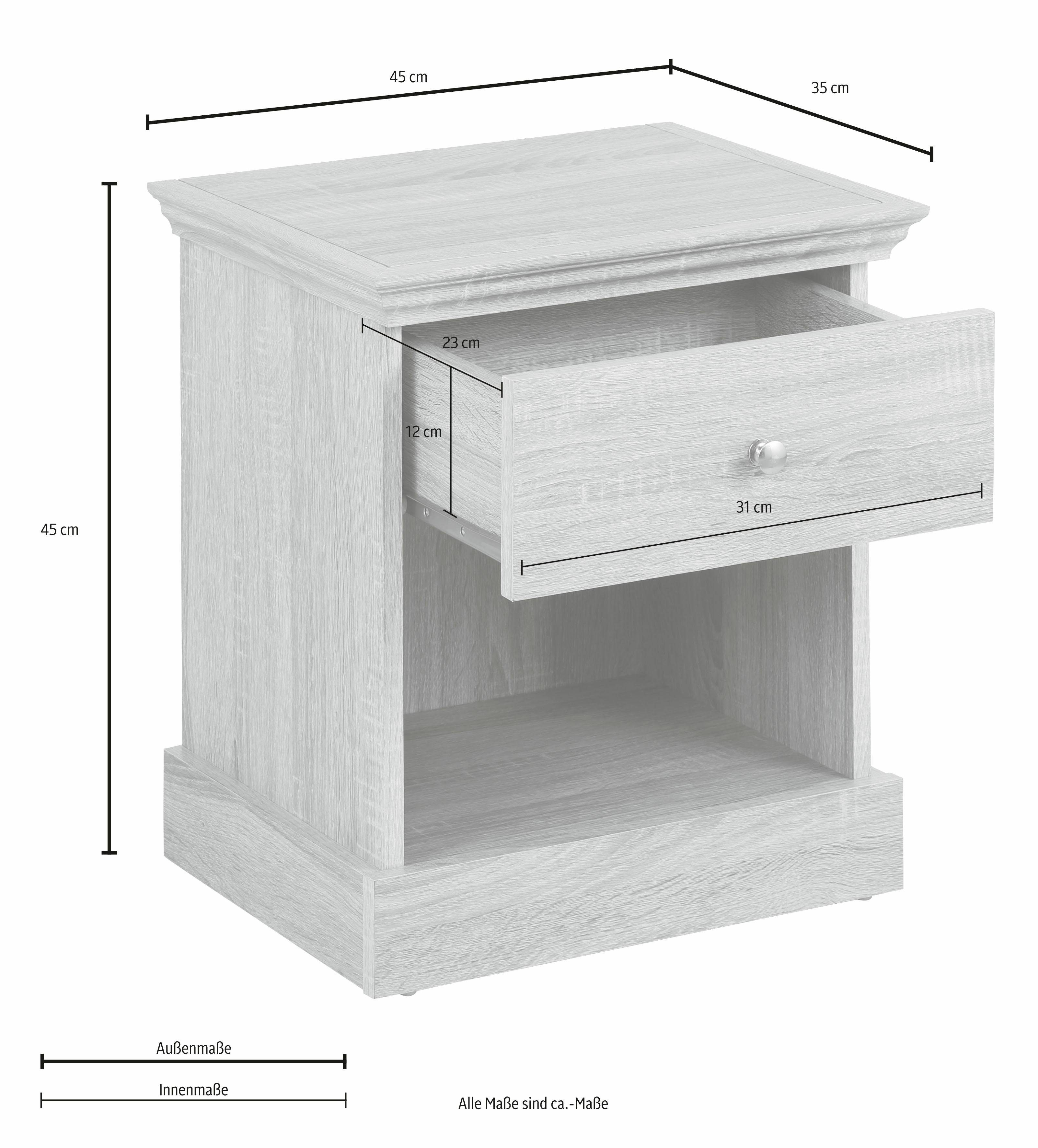 Home affaire Nachtkonsole Binz, mit einem schönen Metall Knopfgriff, Breite 45 cm