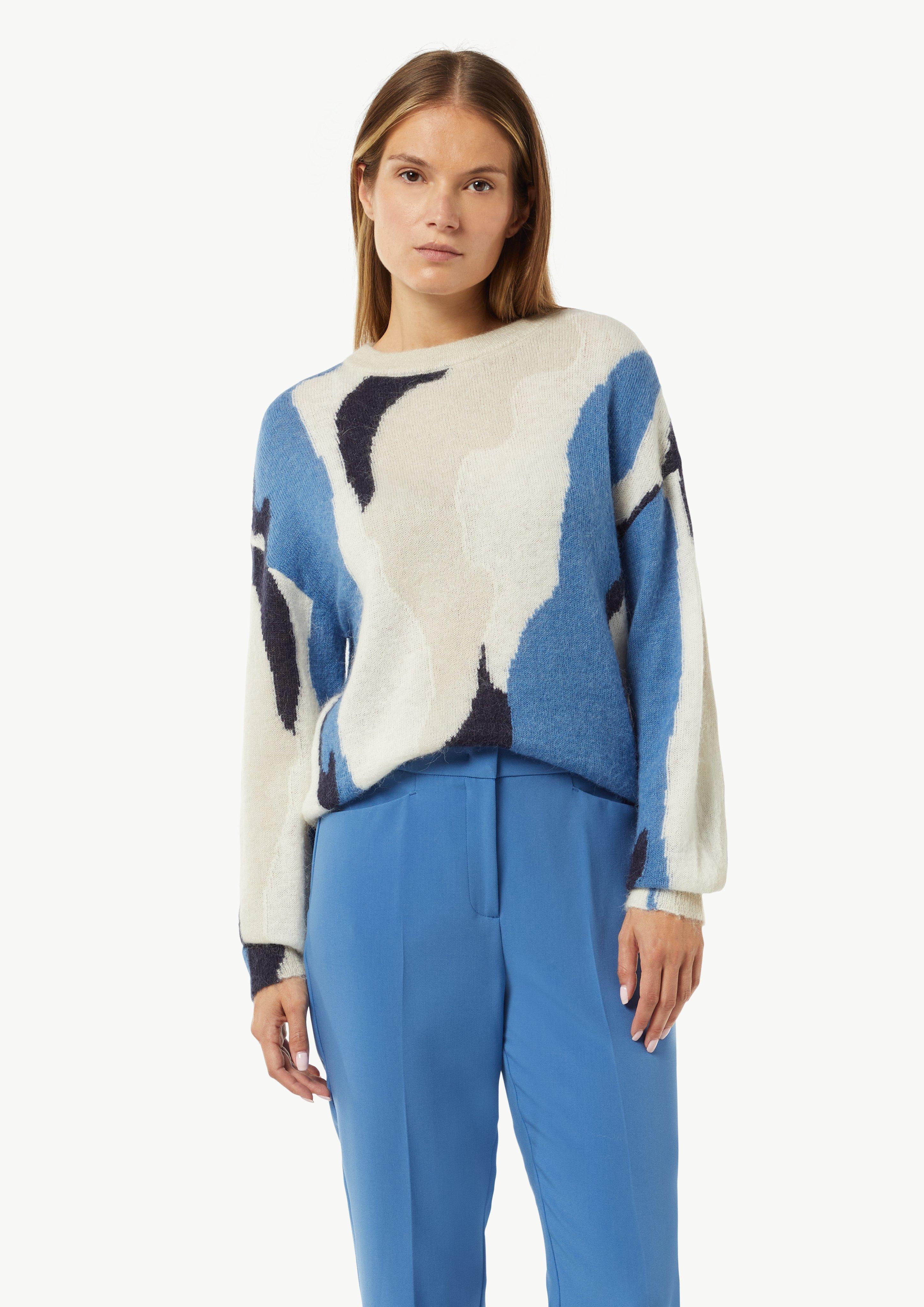 Relaxed-Fit-Pullover mit Intarsie - blau