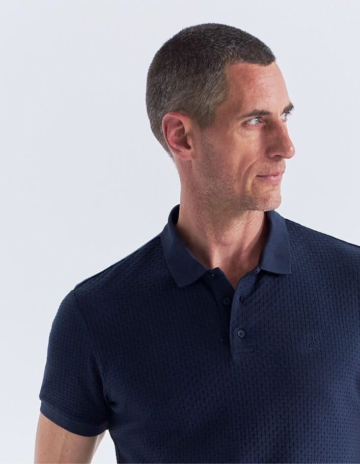 Polo marine relief effet tressé Homme