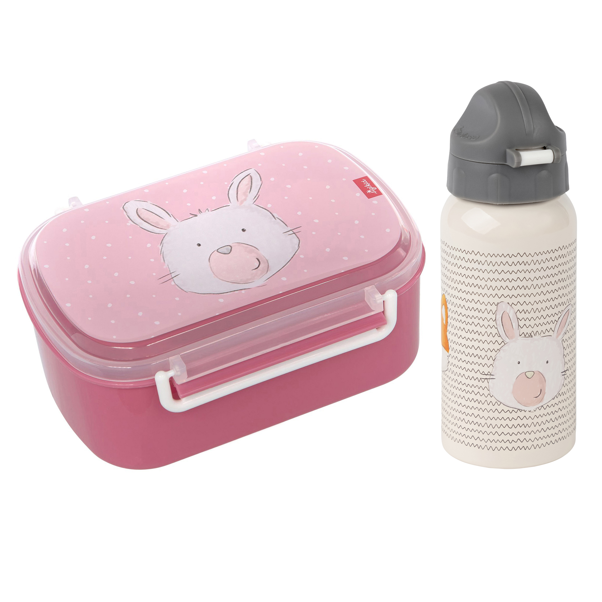 Kinder Set Edelstahl-Trinkflasche und Brotbox Hase