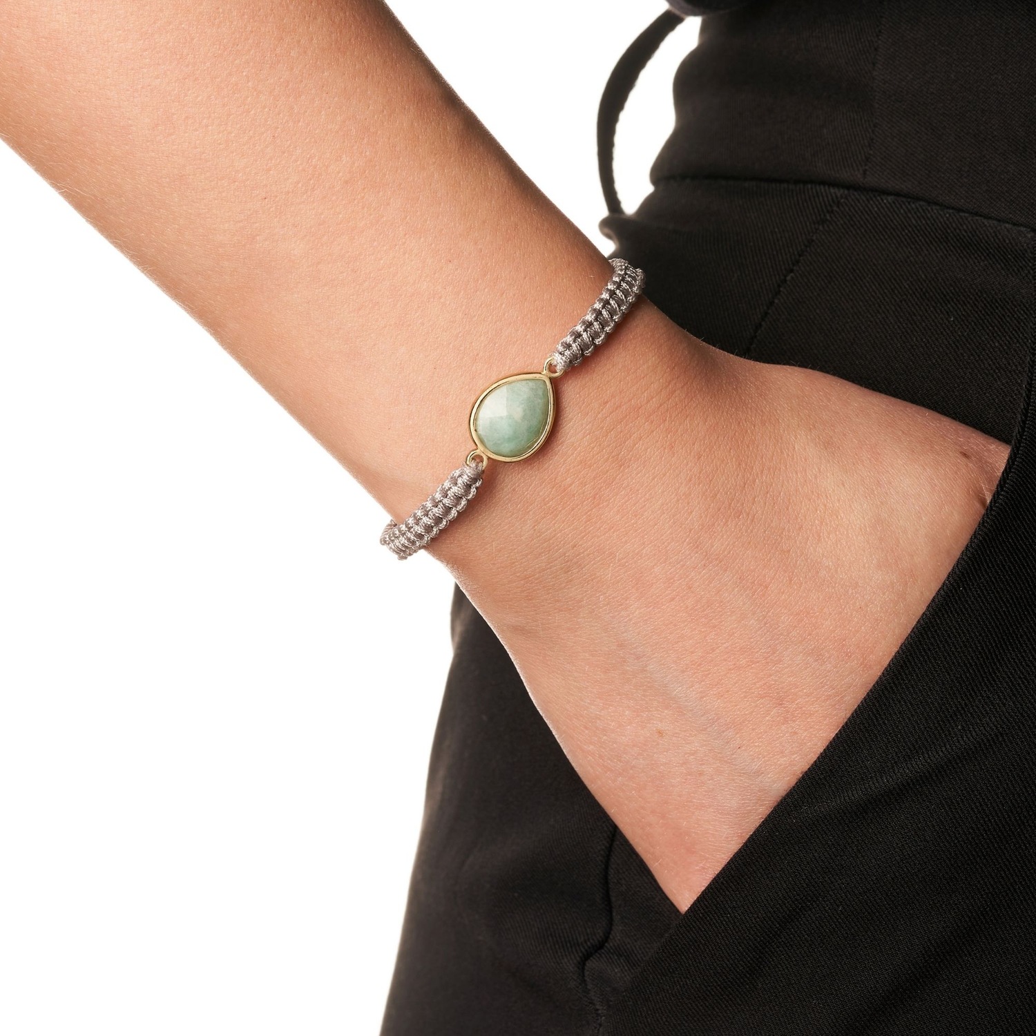 Yoga Armband - Mondstein Edelstein Perlen Weiß mit Anhänger