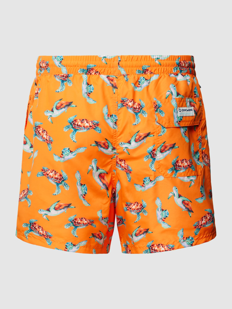 Badehose mit Allover-Muster in neon orange