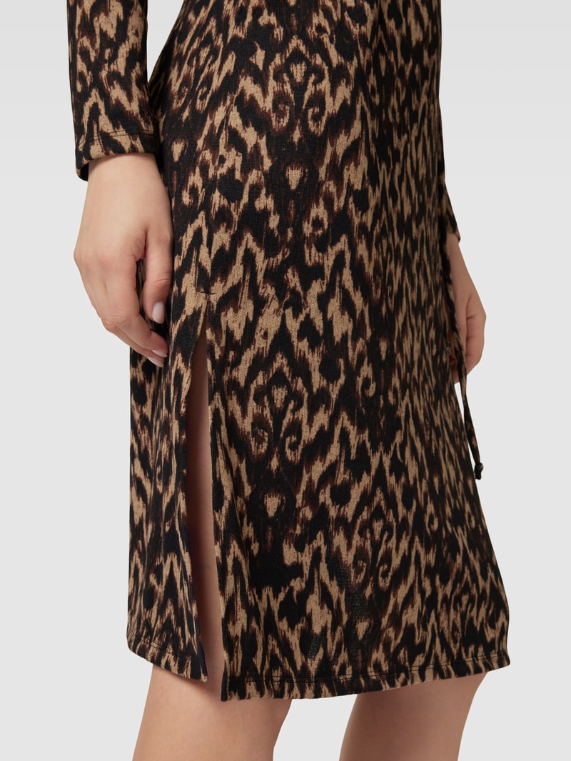 Midikleid mit Bindegürtel in stein