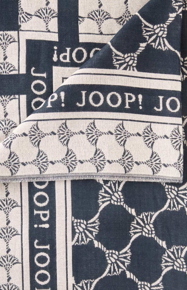 Jacquard-Schal in Dunkelblau/Beige