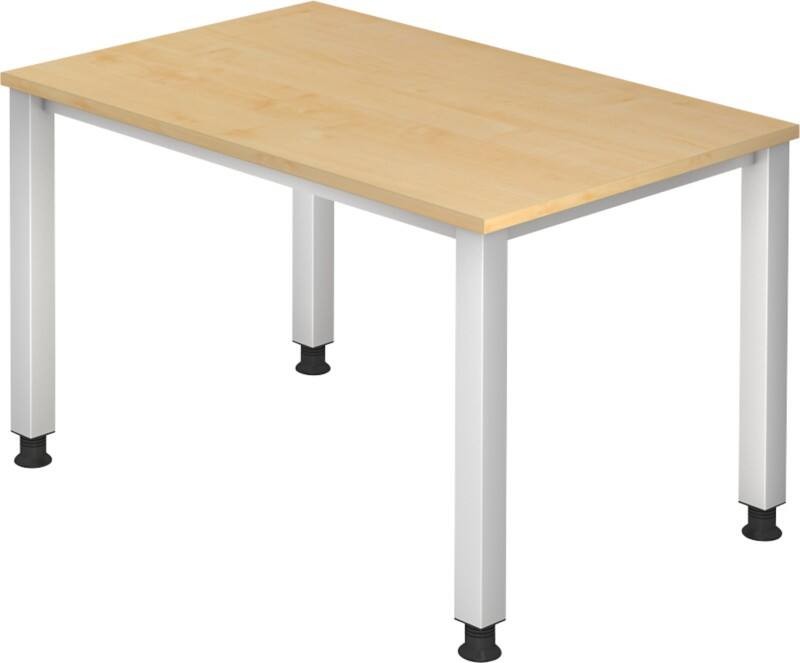 Hammerbacher Q Serie Schreibtisch Rechteckig Ahorn Holz Silber 4 Füße 1.200 x 685 mm