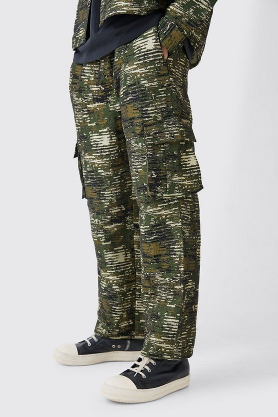 Strukturierte lockere Camouflage Cargo-Hose