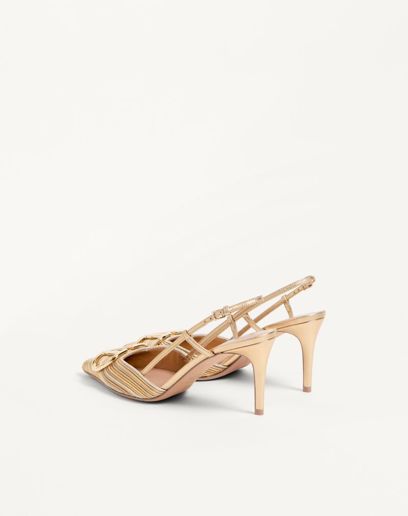 Sapato de salto slingback Cornely 80mm com bordado VLogo metálico.