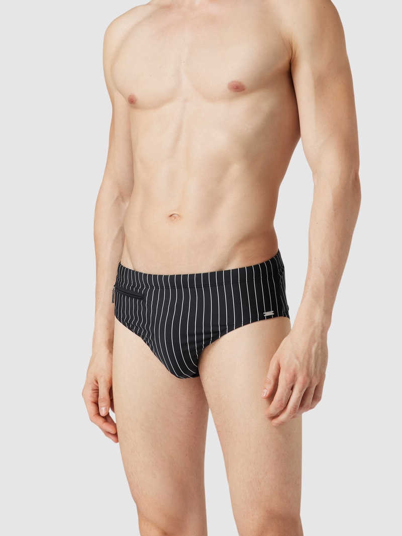 Badehose mit Streifenmuster in schwarz