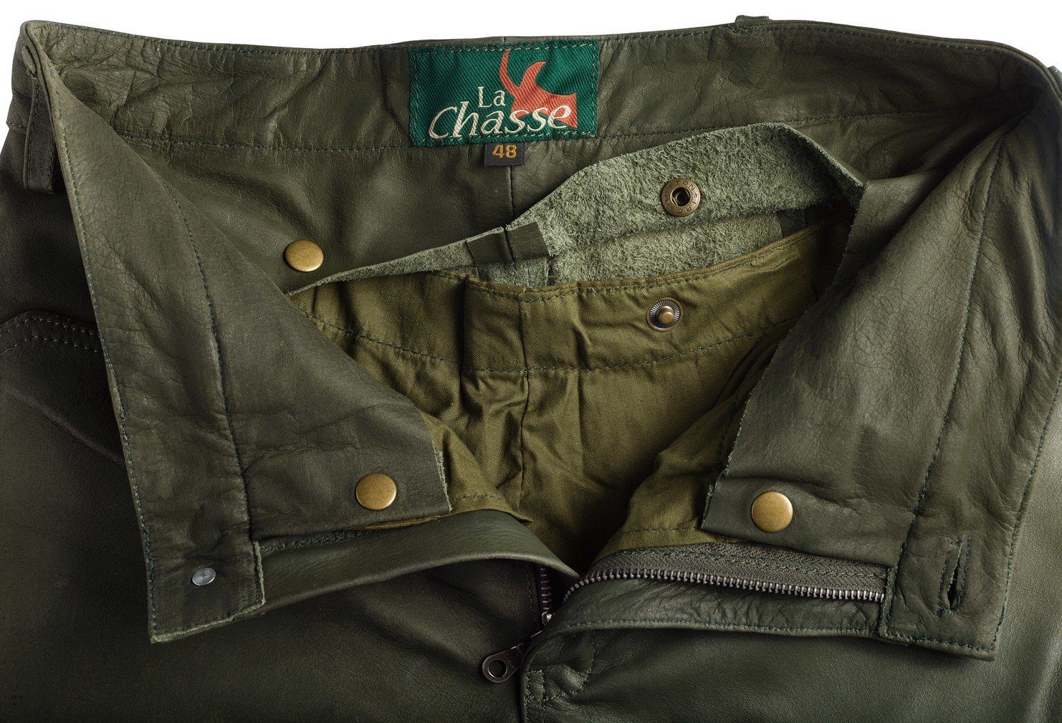 La Chasse® Lederhose Jagd Lederhose aus Büffelleder mit Beintasche Herren strapazierfähig