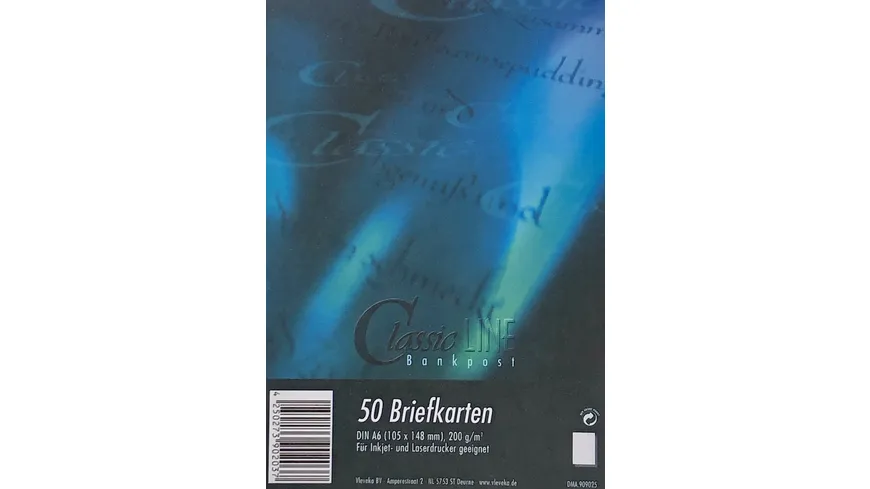 ClassicLINE Briefkarten A6 Bankpost weiss 50 StÃ¼ck