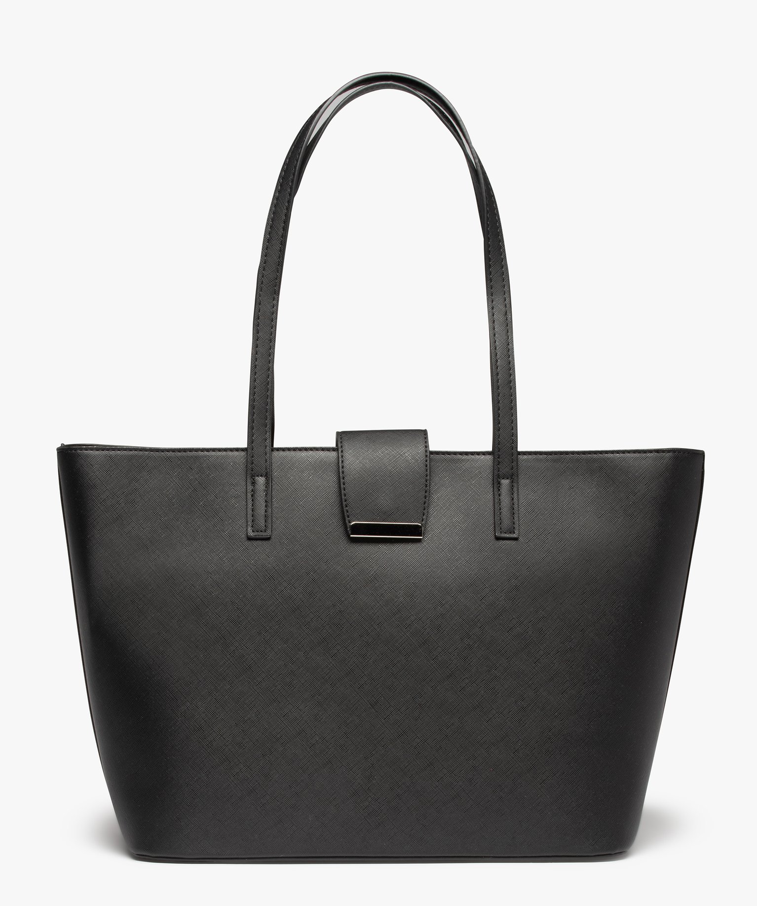 Sac cabas rigide en matière texturée femme noir | GEMO