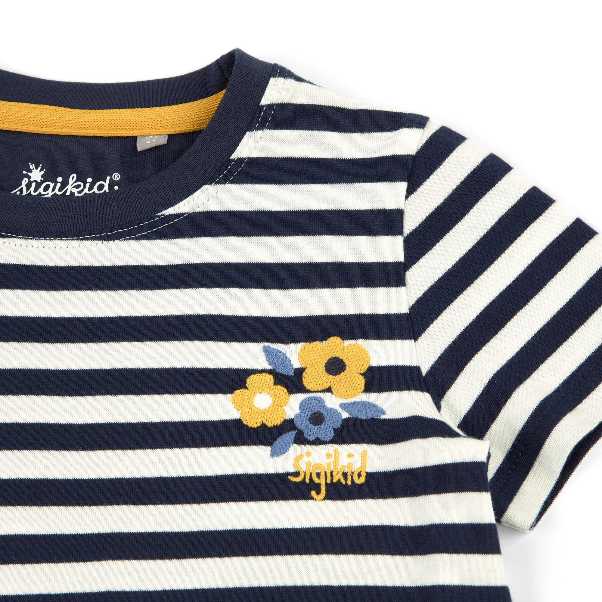 Blau-weiß geringeltes Kinder T-Shirt mit Blümchen bestic