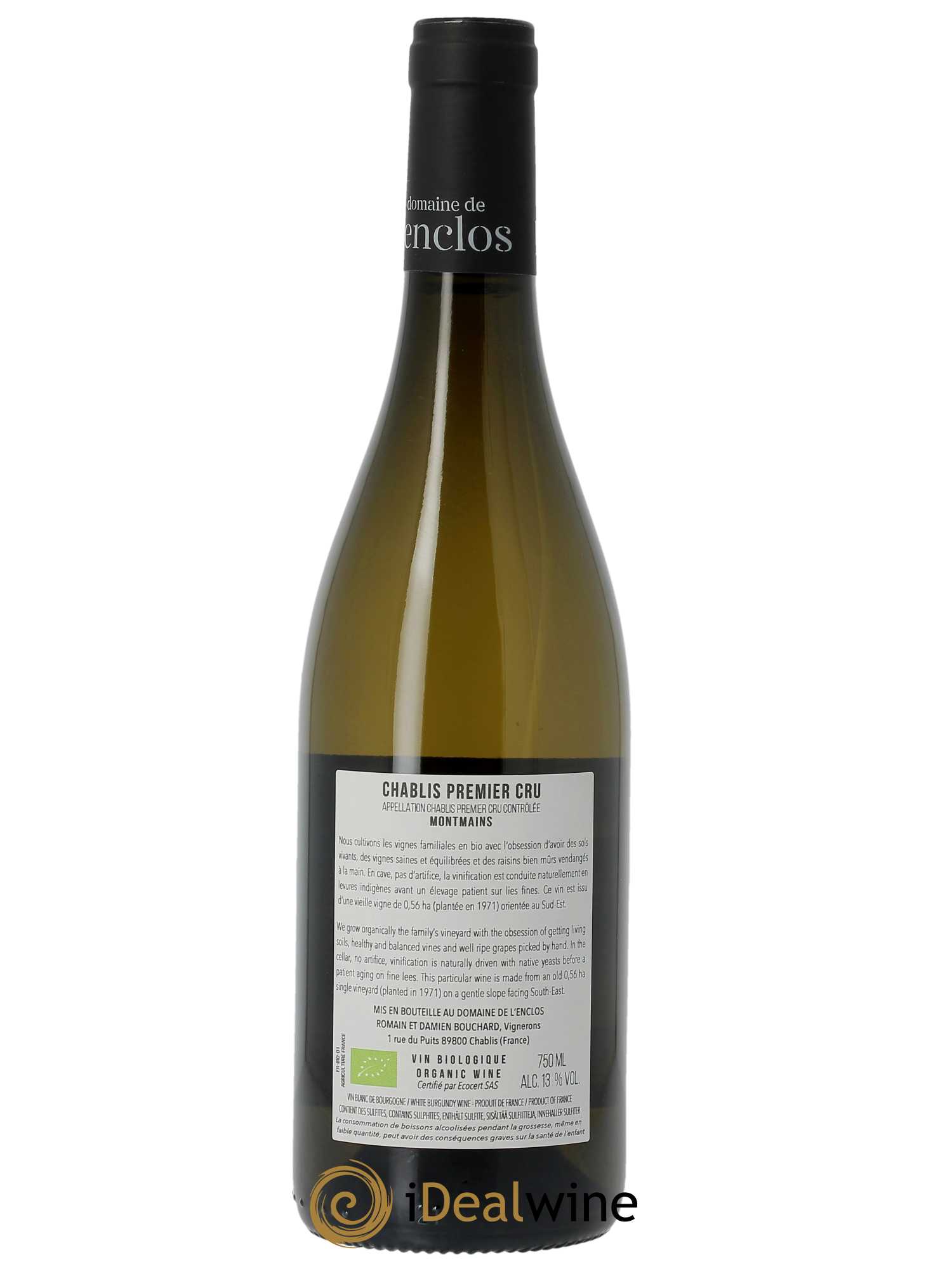 Chablis 1er Cru Montmains Domaine de l'Enclos  2022 - Lot de 1 Bouteille