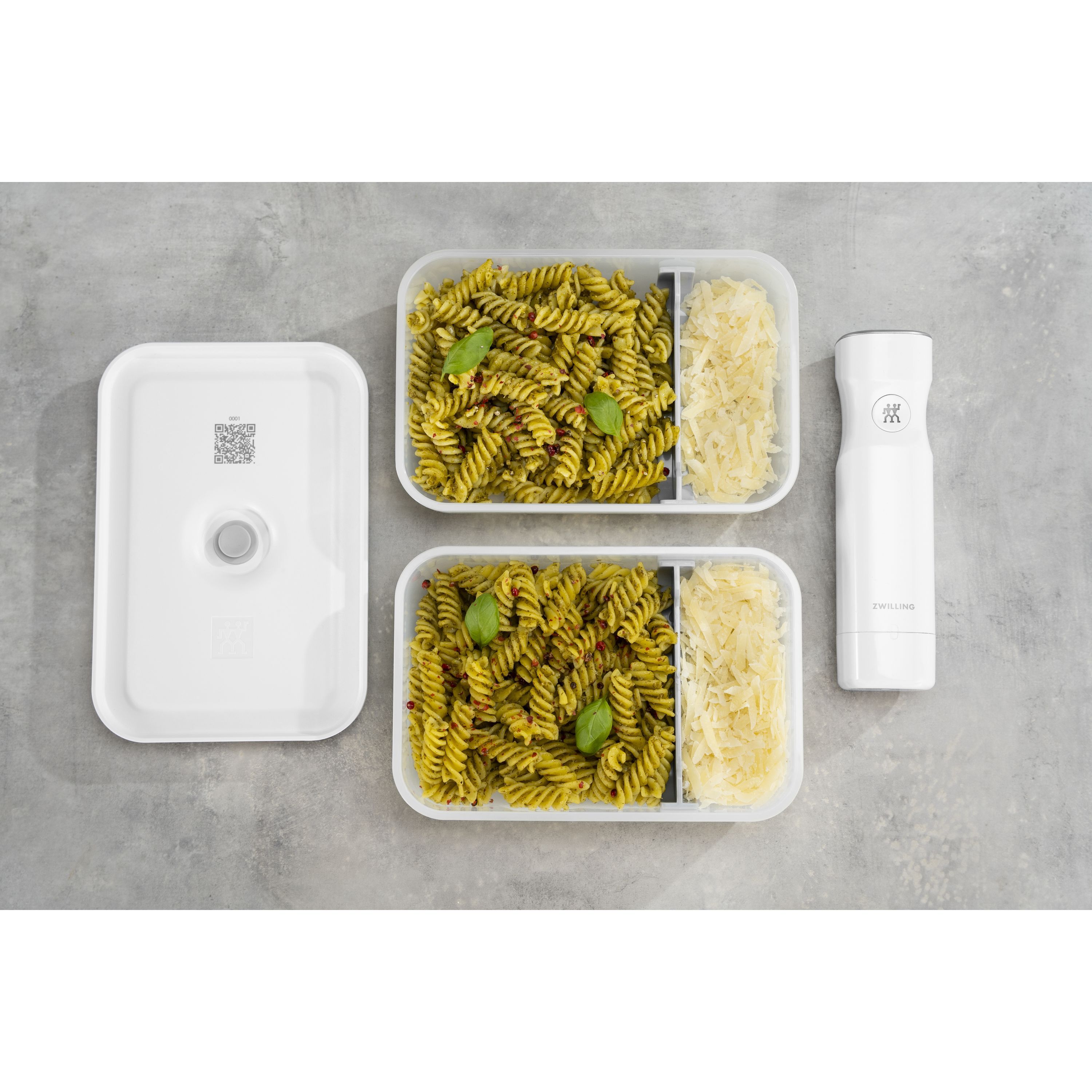 Vakuum Lunchbox L flach, Kunststoff, Semitransparent-Grau