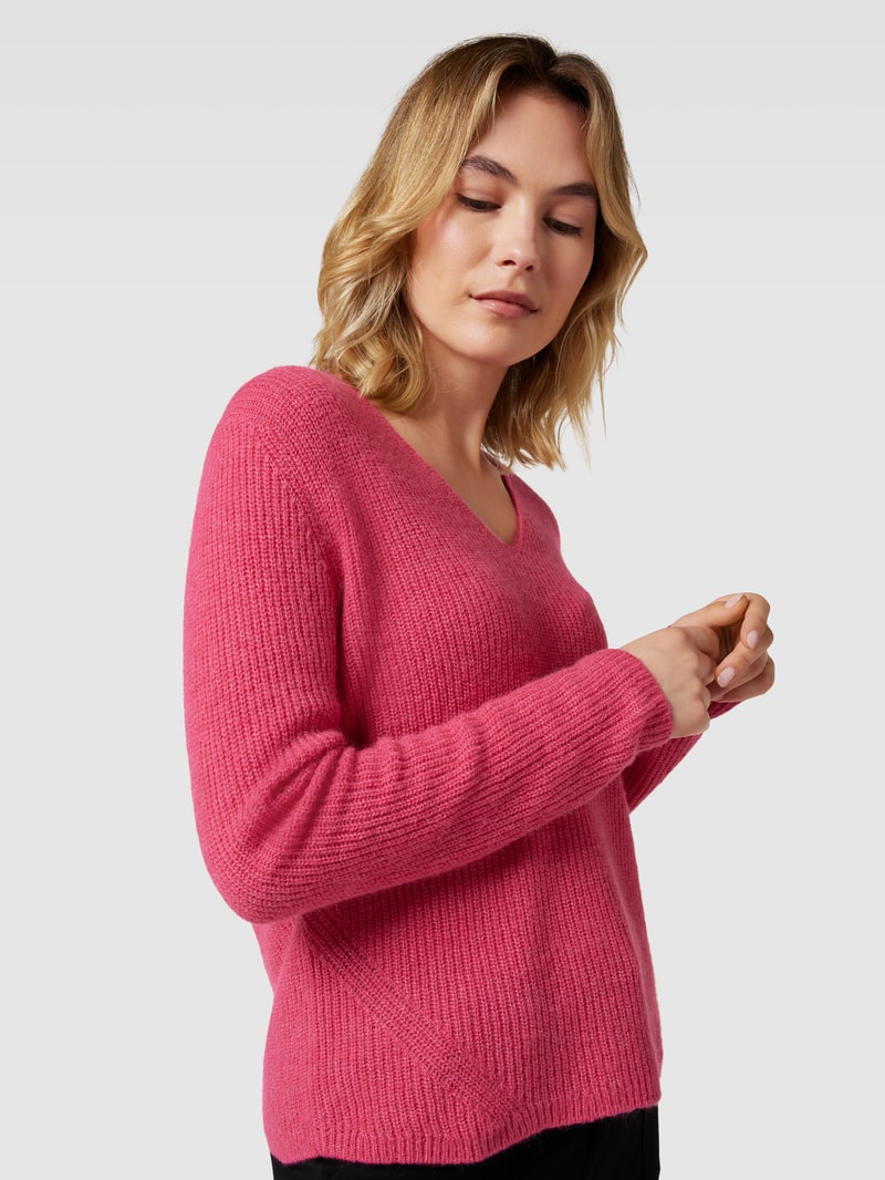 Strickpullover mit abgerundetem V-Ausschnitt Modell 'Style.Lana' in pink