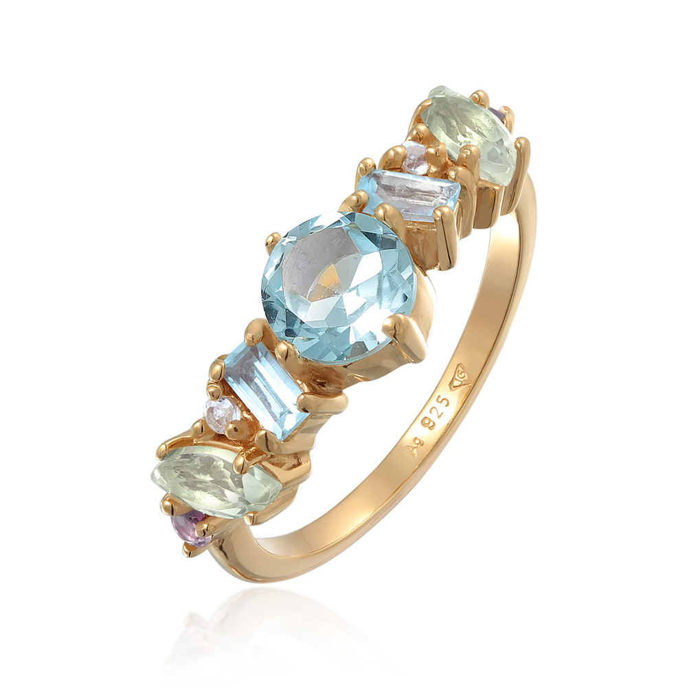 Elli PREMIUM Elli PREMIUM Bague Femmes Classique avec topaze, pierre de lune et améthyste en a Bague