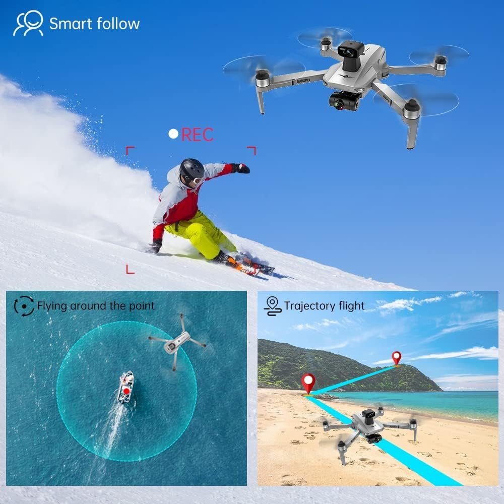 Teeggi KF102 MAX GPS Drohne mit Kamera 4K HD Drohne (1920*1080P, 360° Laser 2-Achsen Gimbal 22 Min Flug Folge mir Intelligente Rückkehr)
