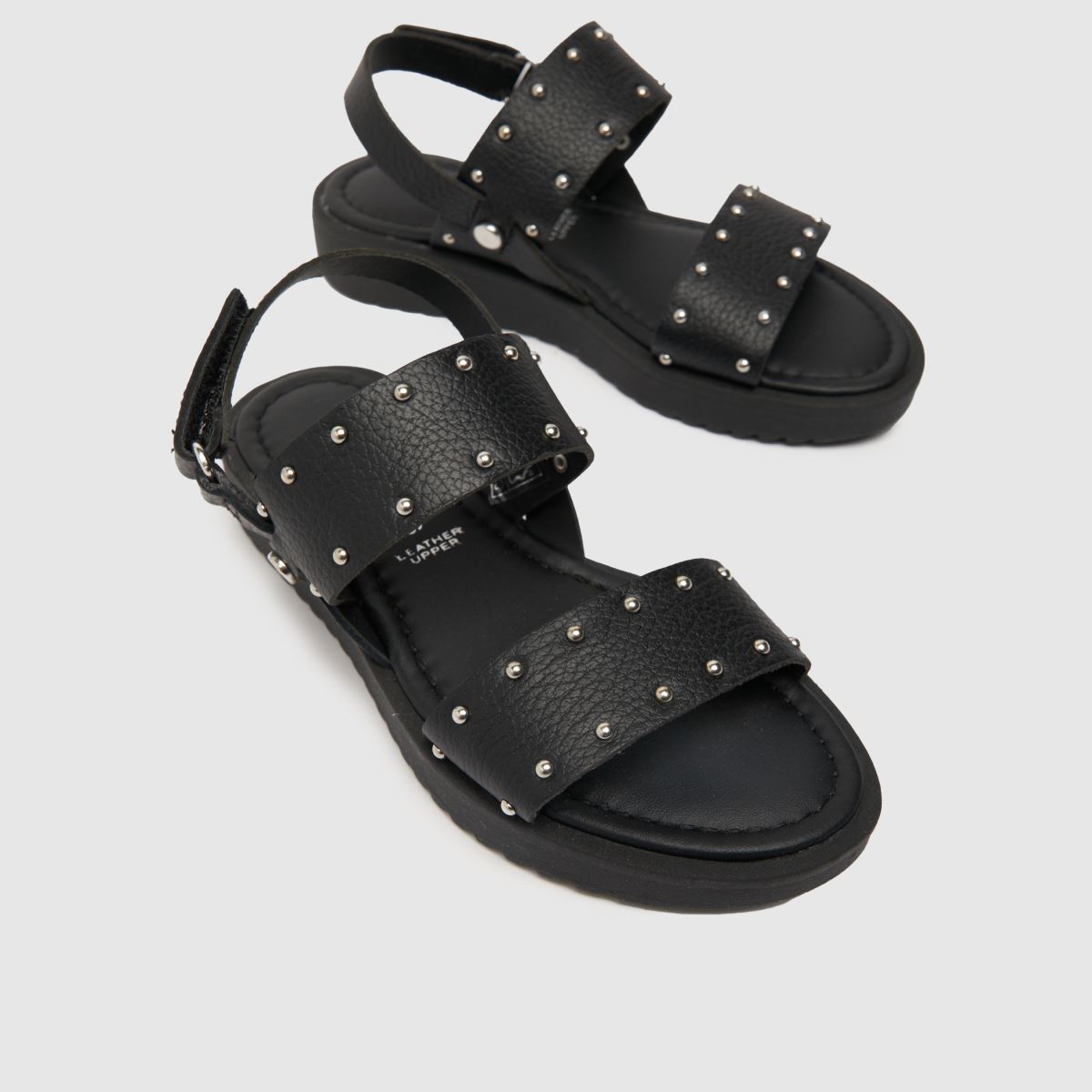 schuh svarta teach-lädersandaler för flickor