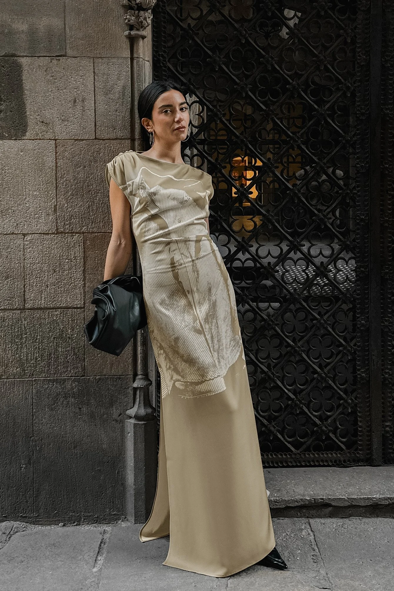 Gewebtes Maxikleid mit drapiertem Detail