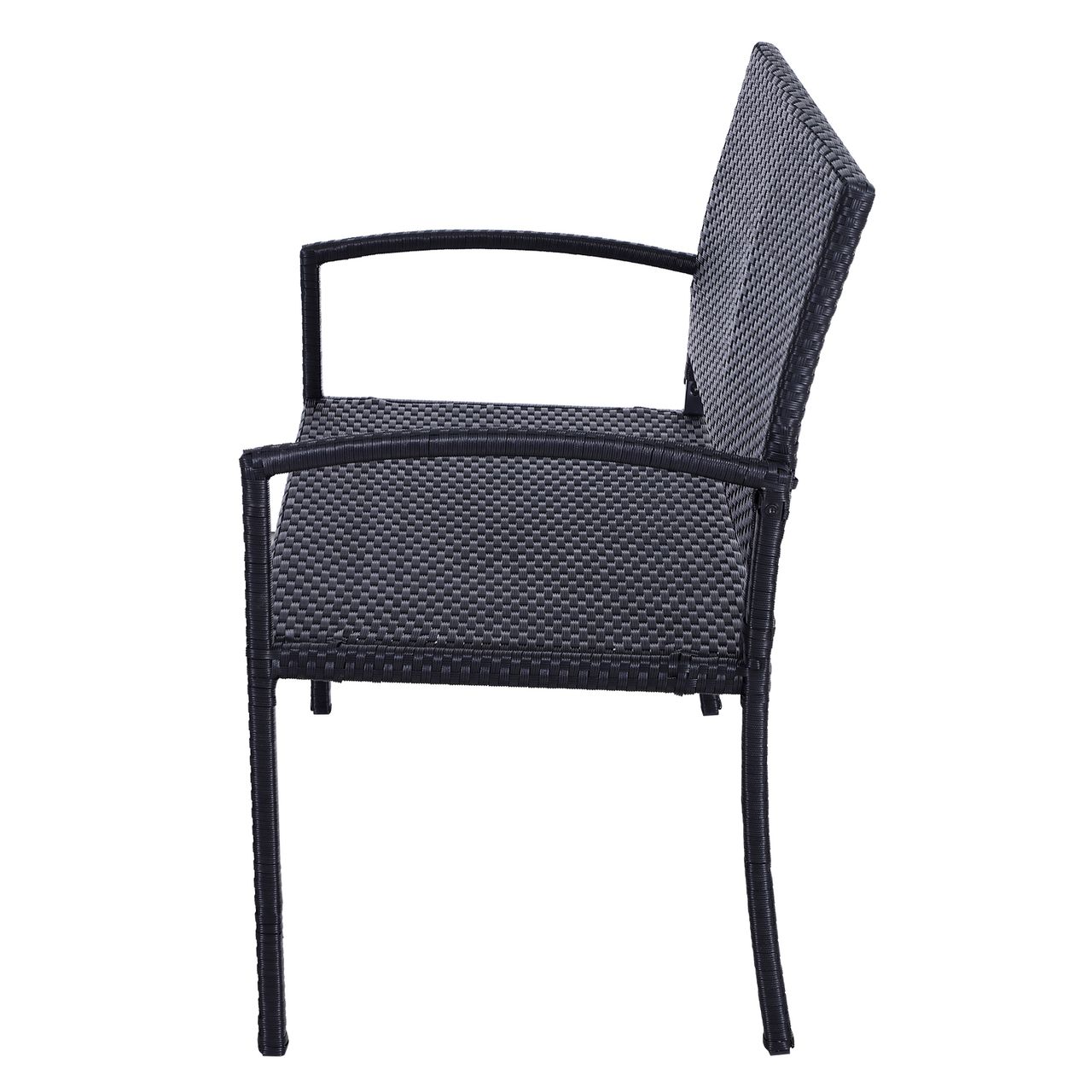 Outsunny Polyrattan Gartenbank Parkbank Sitzbank 2-Sitzer Geflecht Stahl Schwarz B122 x T60 x H87cm