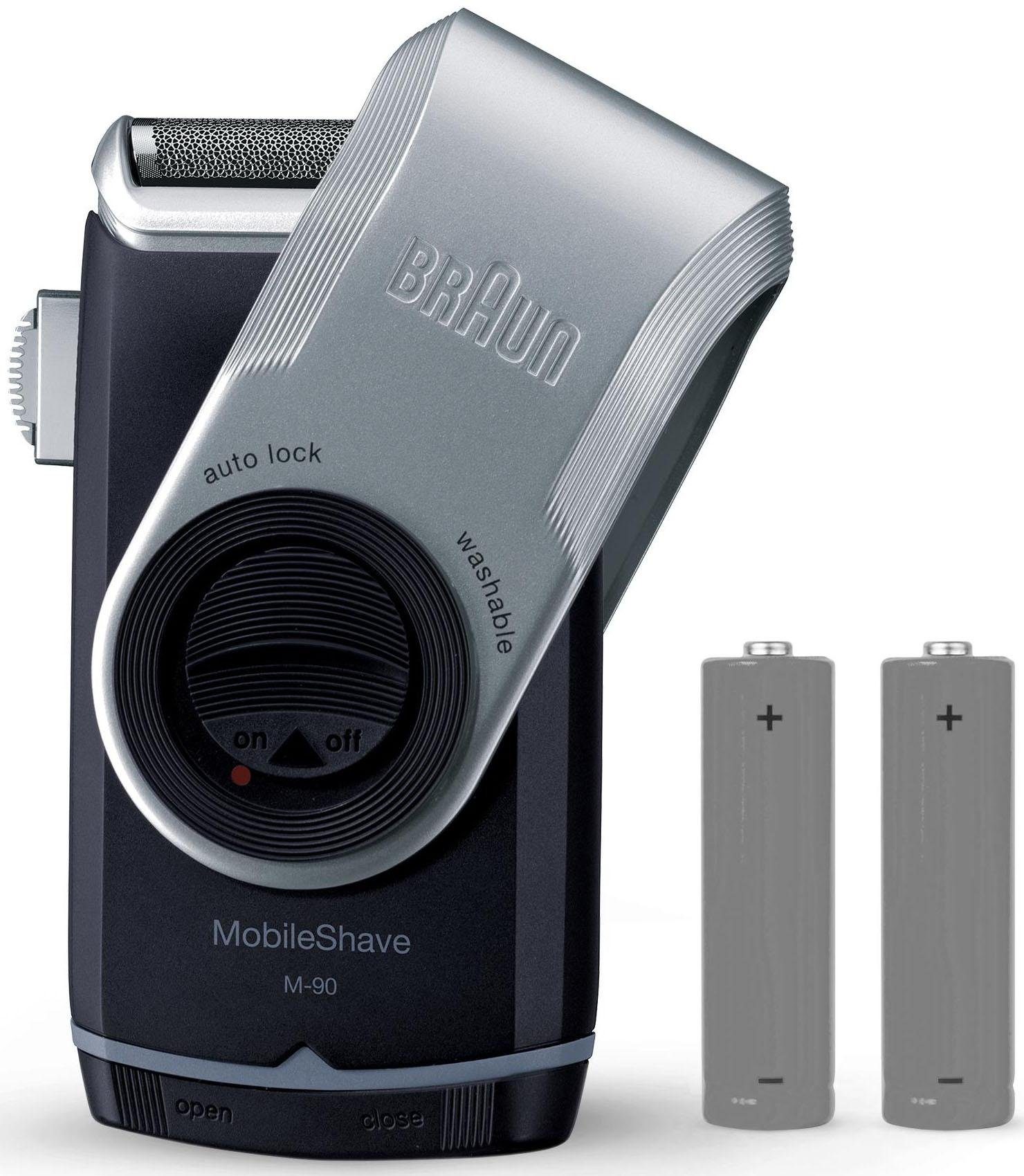 Braun Elektrorasierer M90, Langhaartrimmer, PocketGo MobileShave Reiserasierer