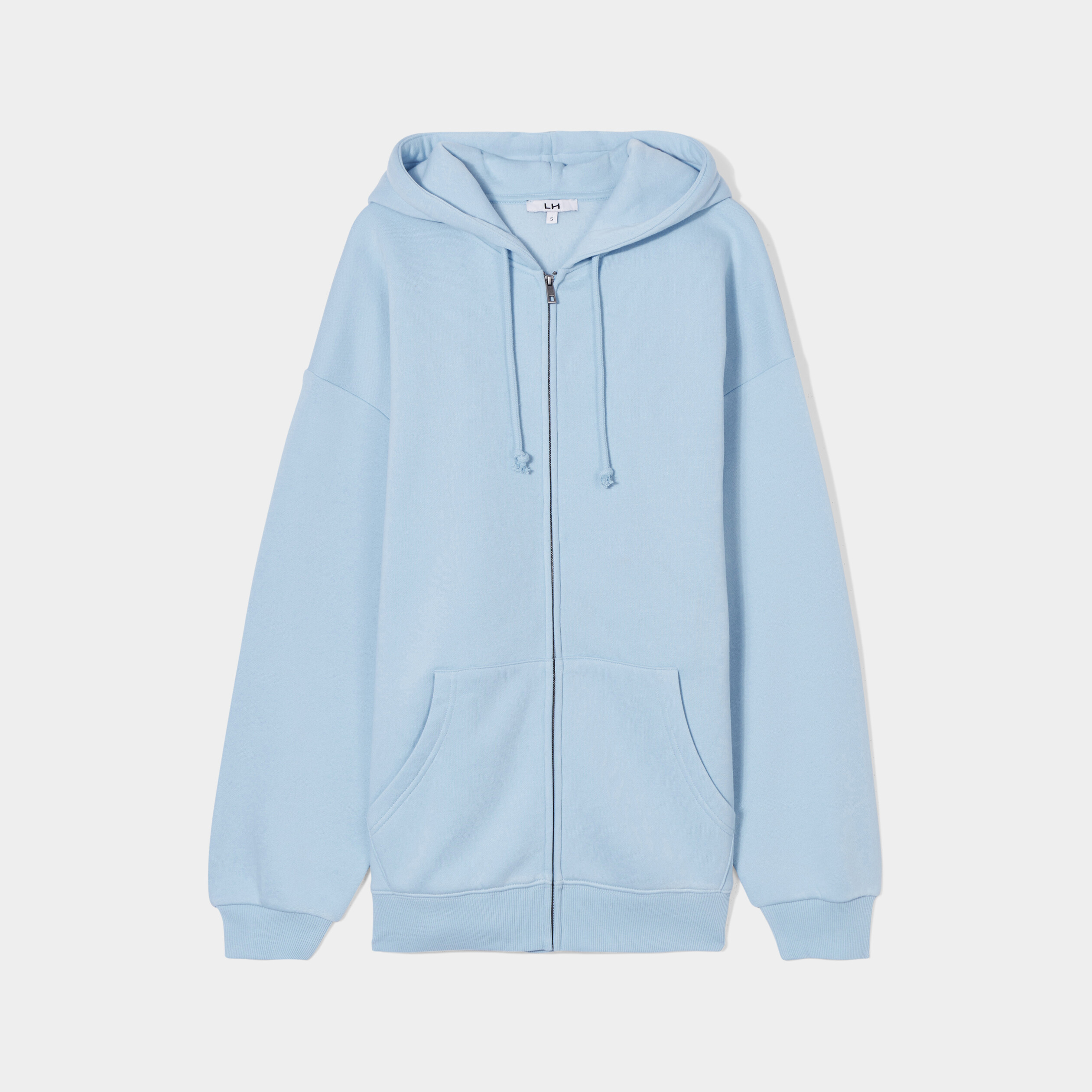 Sweat zippé à capuche oversize mi-long bleu gris femme | La Halle