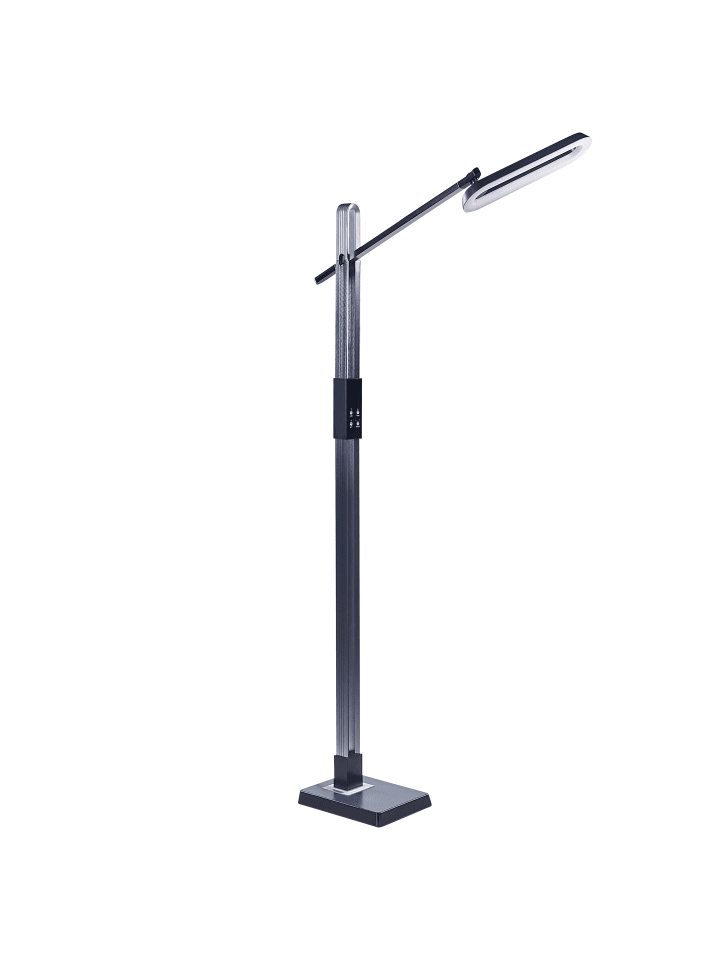 Beliani Stehleuchten AQUARIUS in Grau/Schwarz - (W) 66 x (H) 144 x (L) 19 cm günstig kaufen onesize