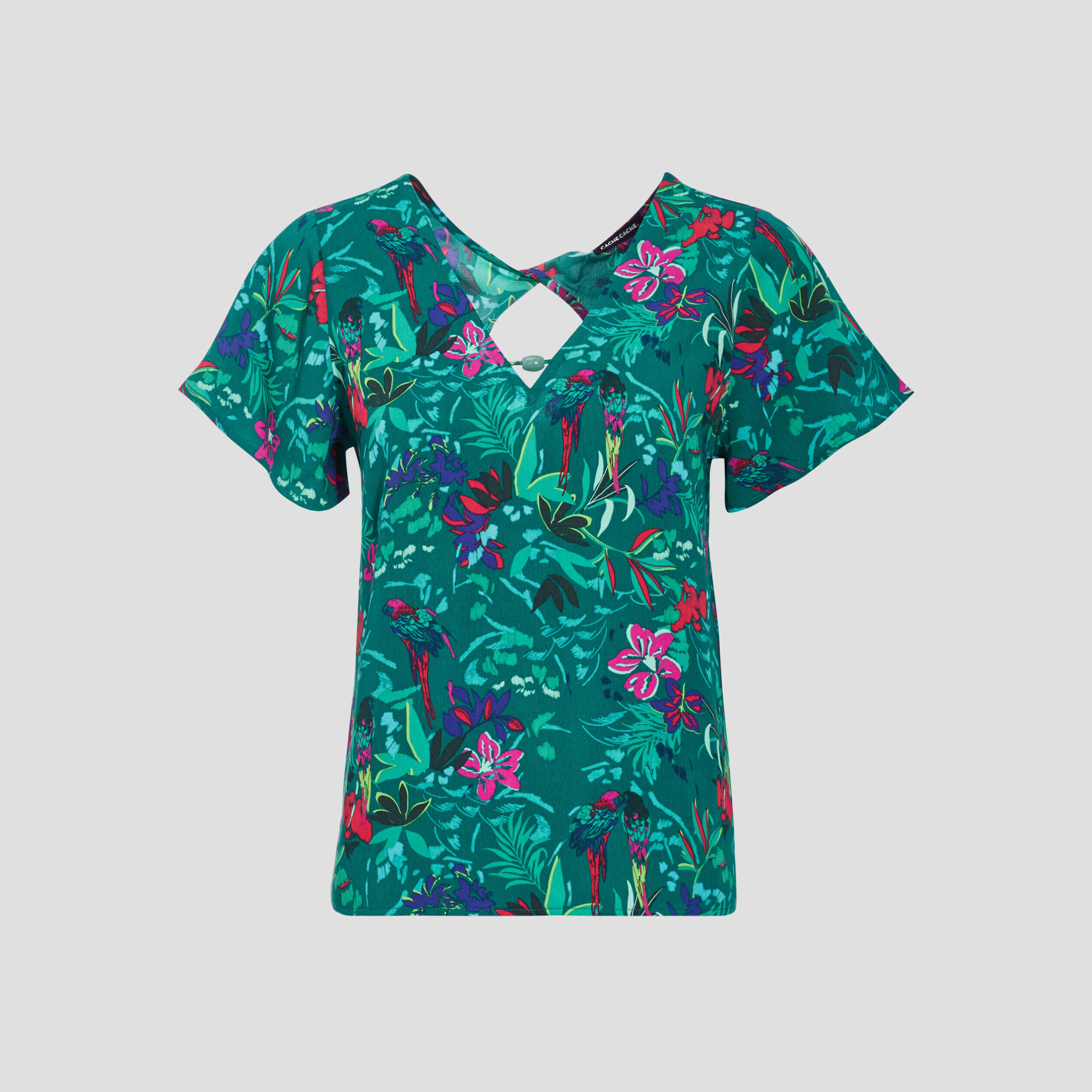 Blouse manches courtes vert femme | Cache Cache