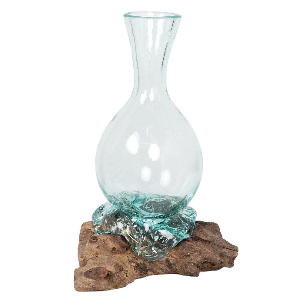 LebensWohnArt Dekovase Teak Blumenvase DROP-B ca. H45cm