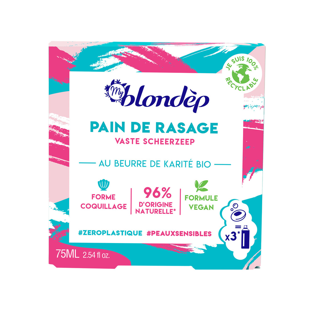 blondepil Pain de rasage solide - Naturel & Vegan- 75 ml Pain de rasage solide