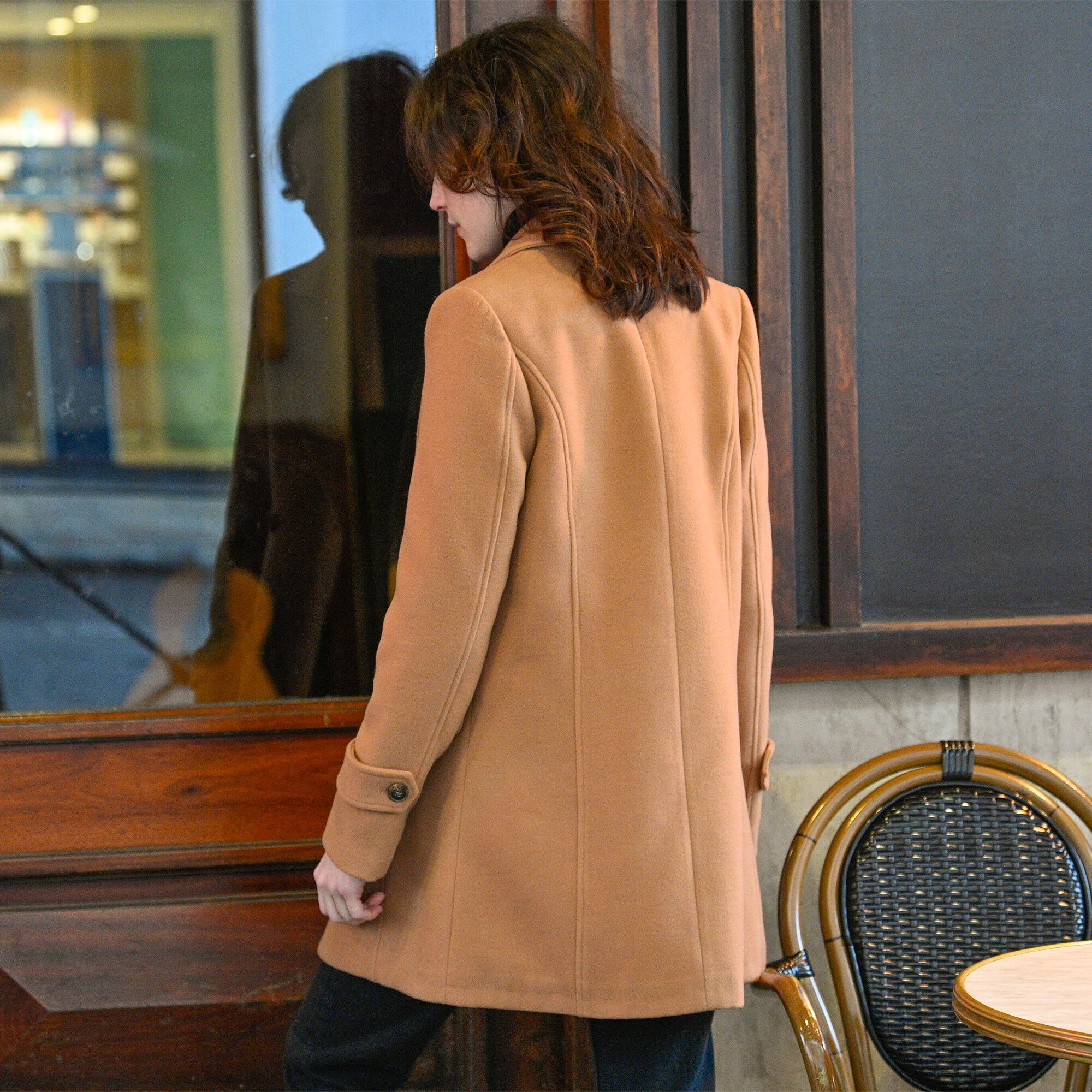 Manteau caban aspect drap de laine