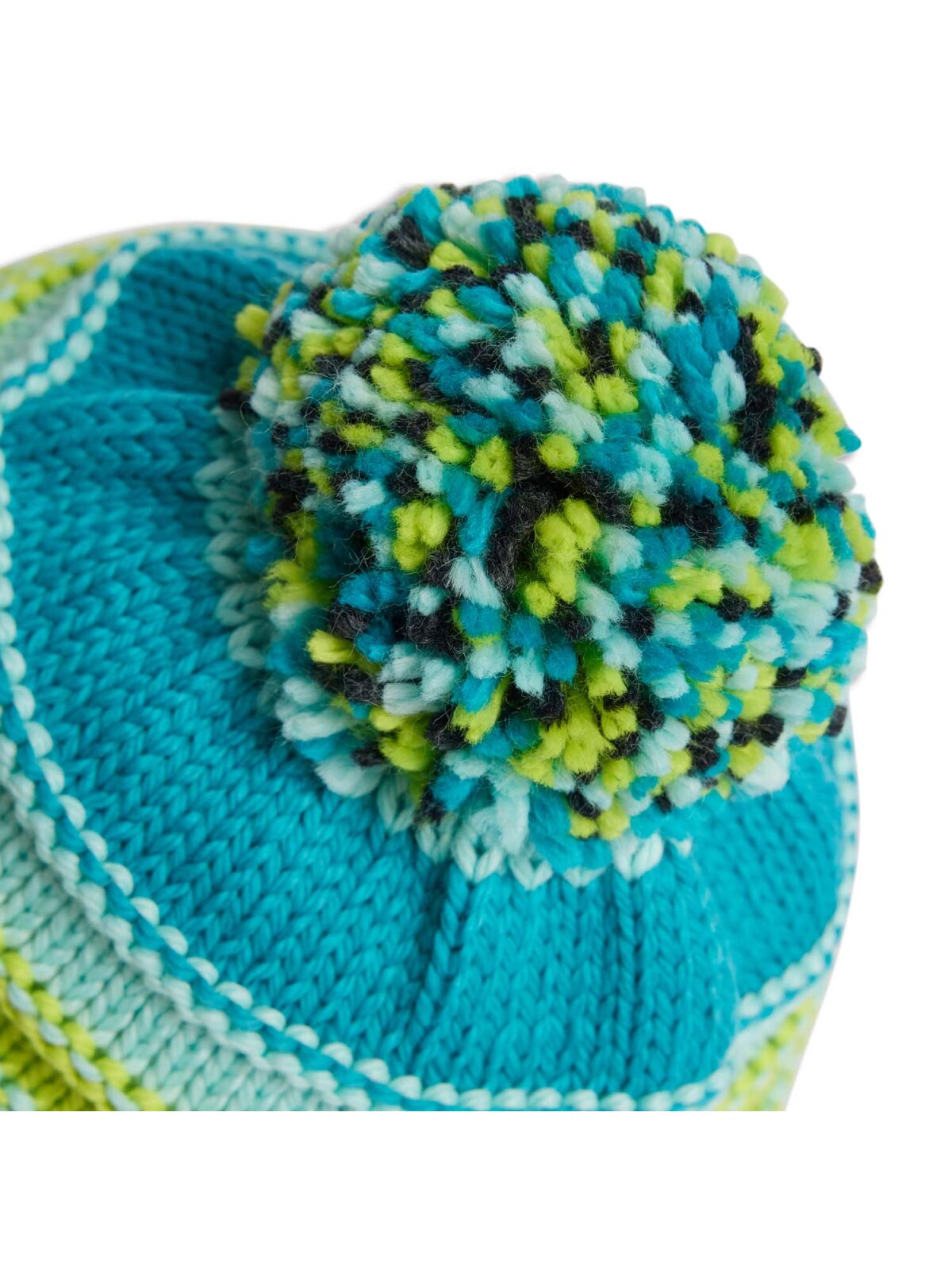 Strickmütze mit Bommel, türkis, Gr. 46/48