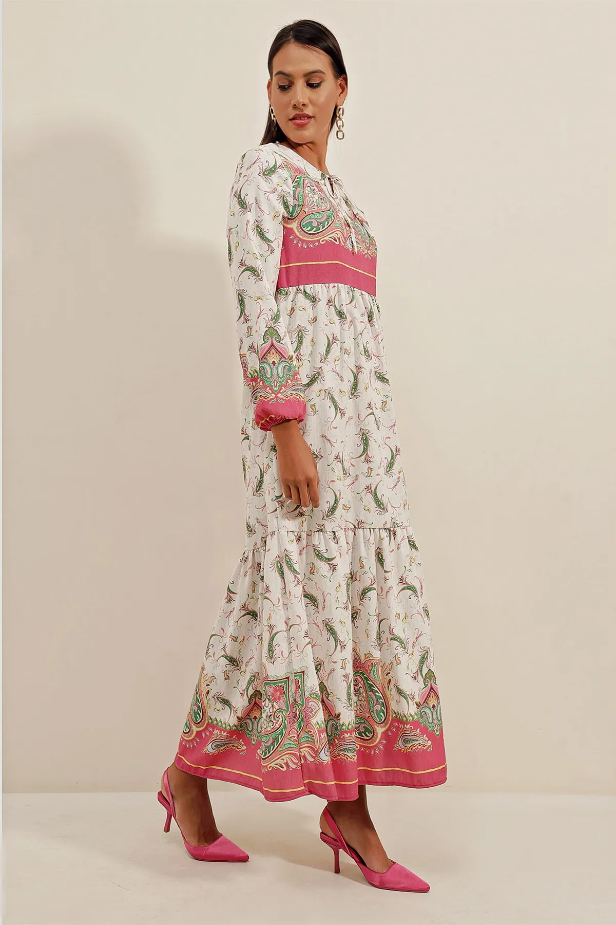 Bigdart  1947 Gemustertes langes Kleid – A.fuchsia