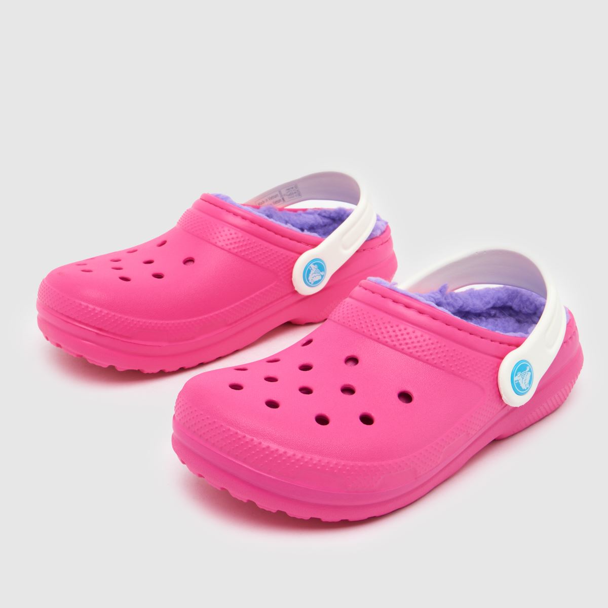 Crocs rosa multifärgade klassiska fodrade träskor flickor juniorsandaler