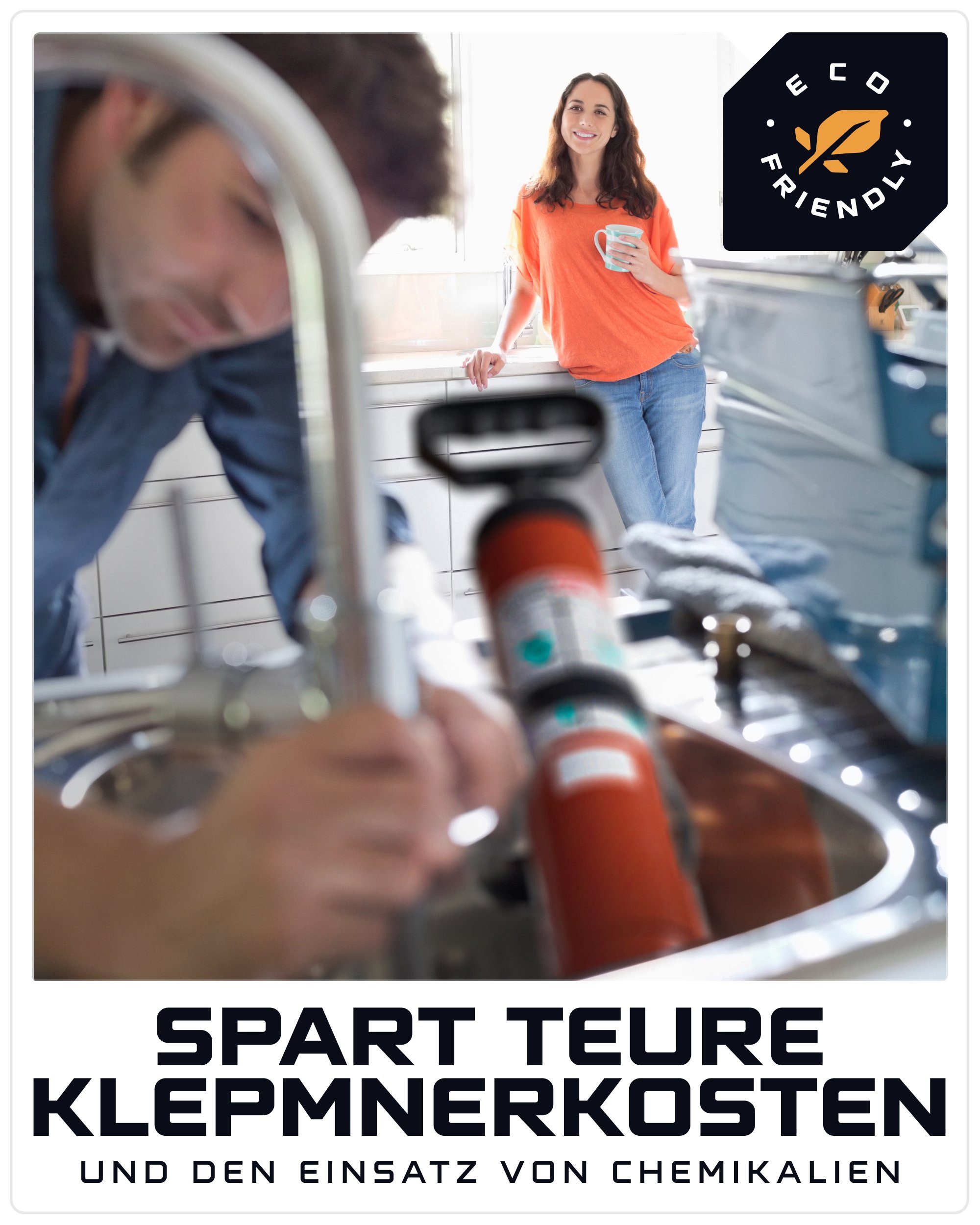 Werkstein Rohrreinigungspumpe I Abflussreiniger zur effektiven Rohrreinigung I Made in Germany, (Set, 3 teilig), Umweltfreundlich, aus stabilen ABS, inkl. 2 Adaptern