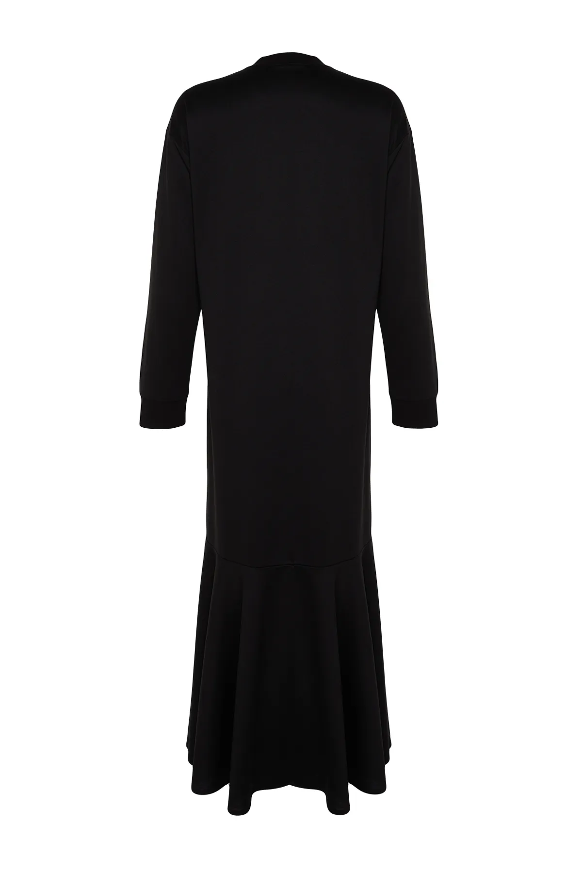 Trendyol Modest  Schwarzes Volant-Strickkleid mit Rundhalsausschnitt und Rock TCTSS22EB0219