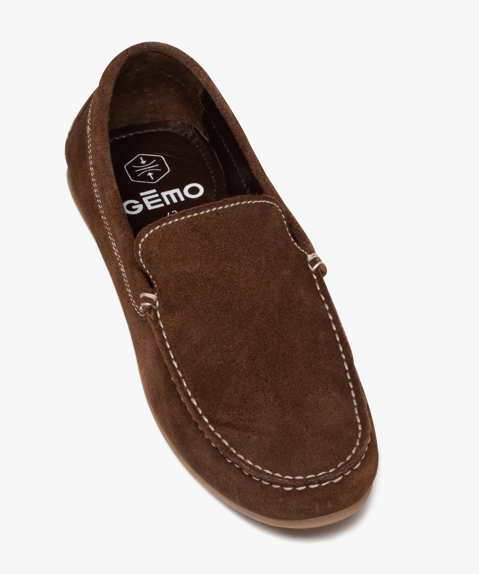 Mocassins homme unis en cuir velours marron | GEMO