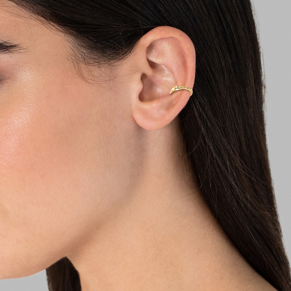 Glanzstücke München Manchette d'oreille en argent Tête de serpent Argent sterling en Or jaune Boucles d'oreilles