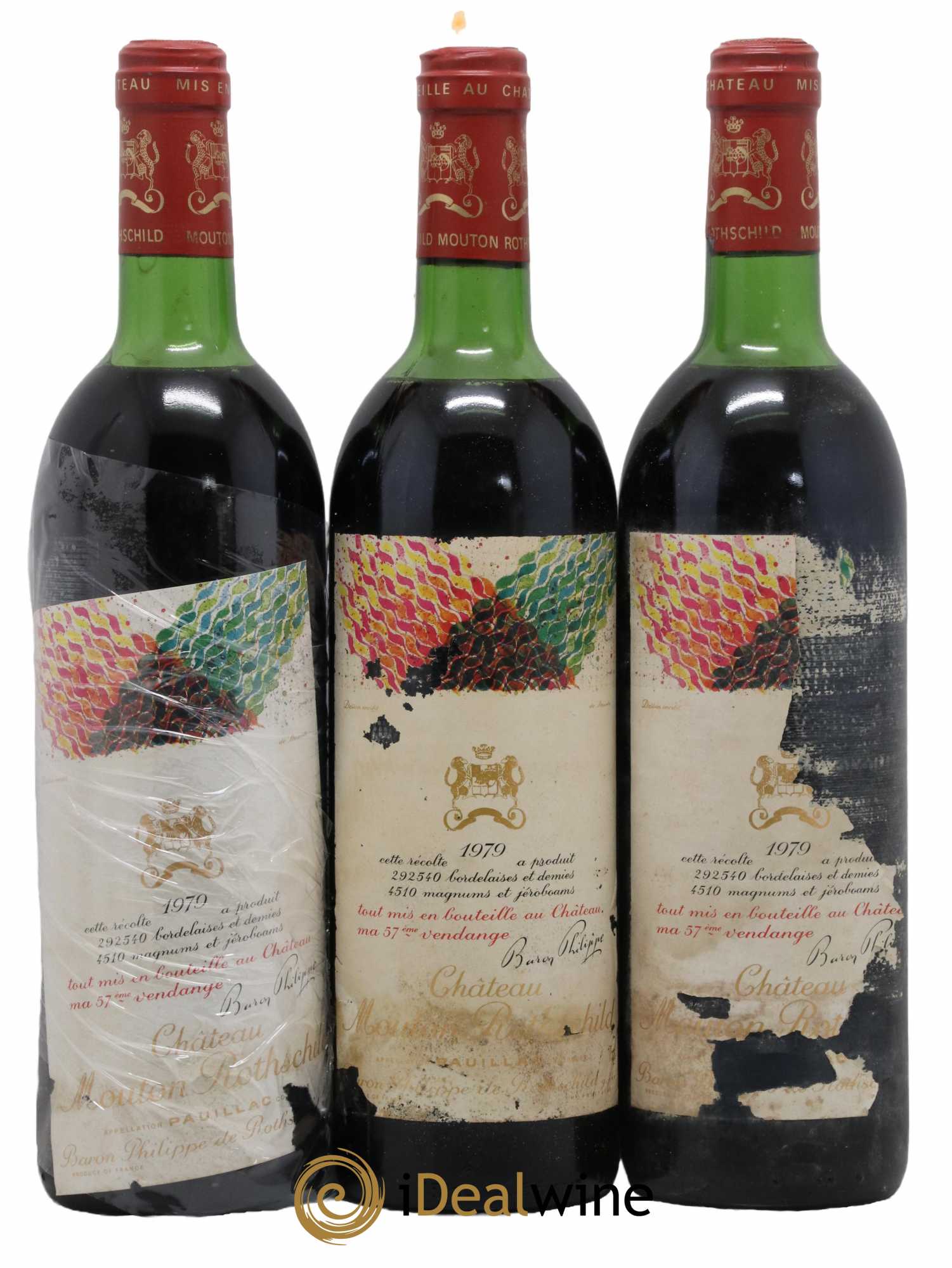 Château Mouton Rothschild 1er Grand Cru Classé  1979 - Lot de 3 Bouteilles