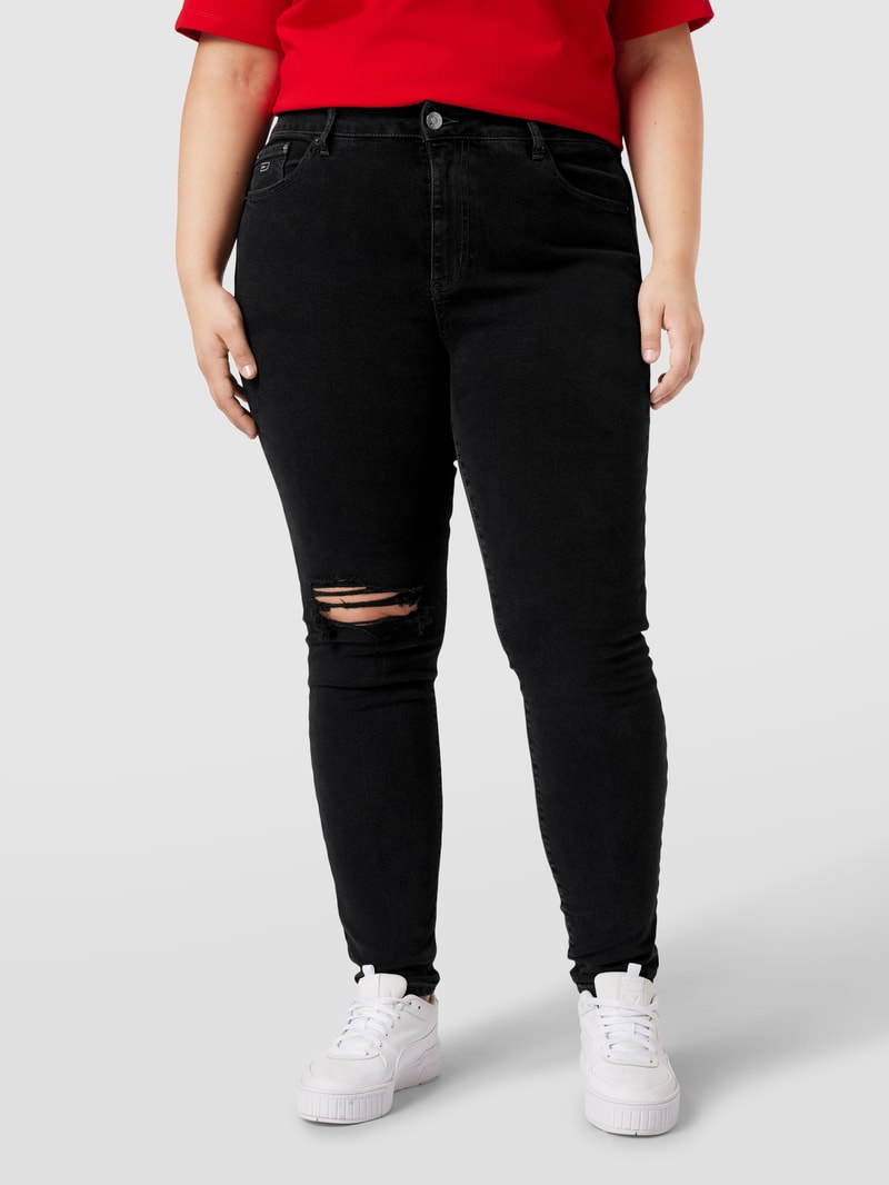 PLUS SIZE Jeans im Destroyed-Look in schwarz
