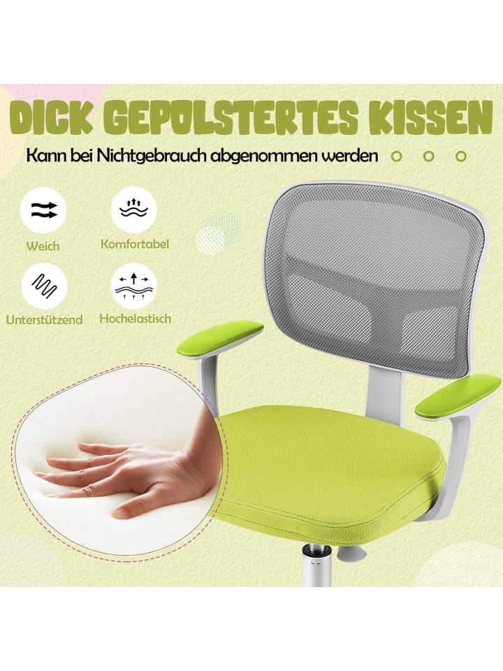 COSTWAY Schreibtischstuhl 3-10 Jahren Drehbar in Grün günstig kaufen onesize