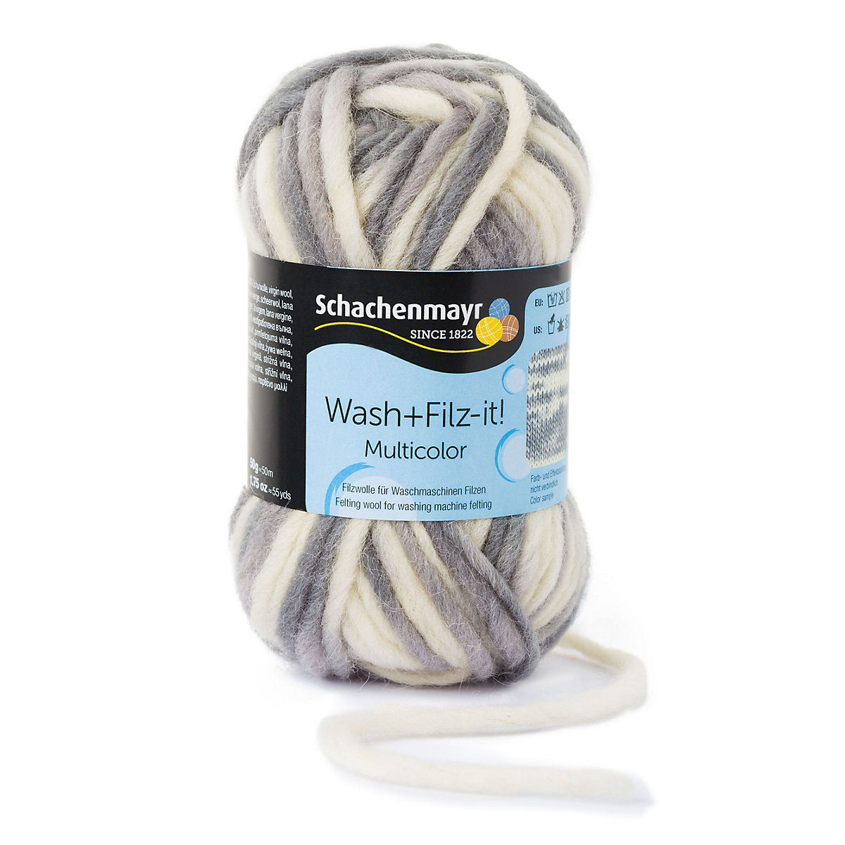 Filzgarne Wash+Filz-it! Multicolor, 50g natur-grau