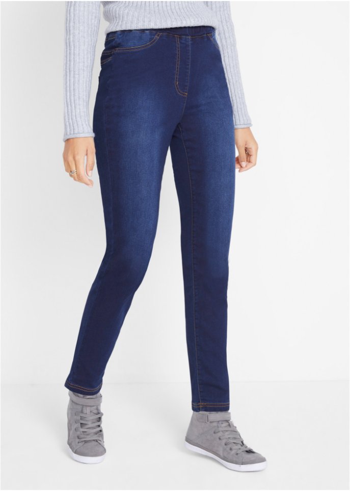 High Waist Jeggings aus leichter, elastischer Thermoqualität mit Bequembund