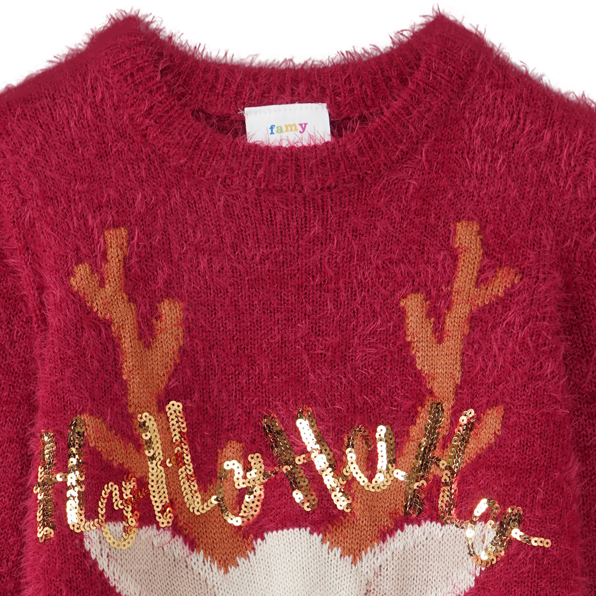 Mädchen Weihnachtspullover mit Pailletten rot