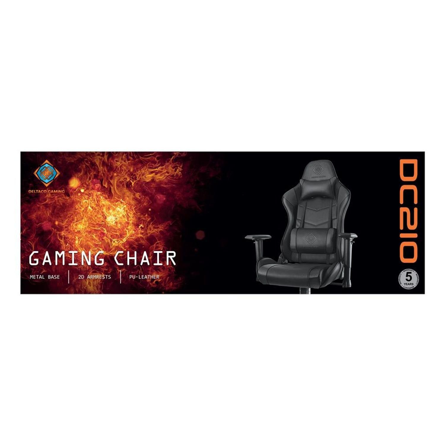 DELTACO Gaming-Stuhl Gaming Stuhl Jumbo Gamer Stuhl Kissen 110kg (kein Set), schw., extra groß, hohe Rückenlehne, inkl. 5 Jahre Herstellergarantie