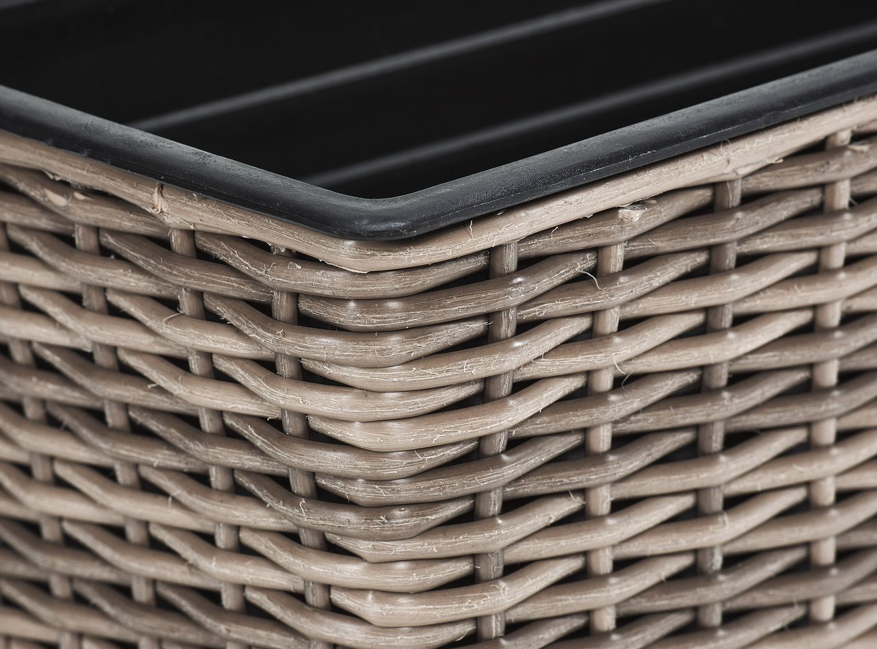 Weles Polyrattan Balkonkasten inkl. Aufhängung, 80 x 19 x 18 cm, mit Bewässerungssystem, naturfarben
