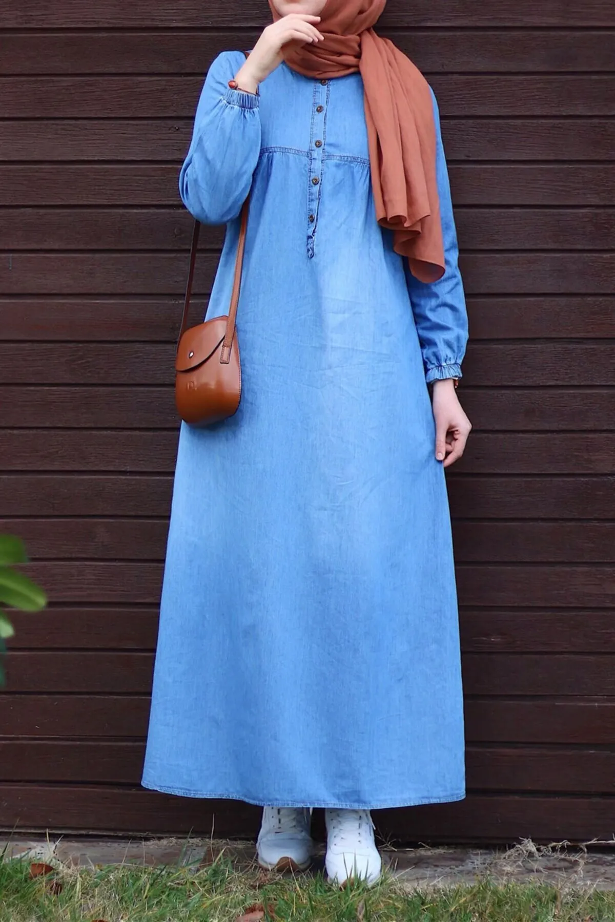 InStyle  Blaues Jeanskleid für Damen mit Robe und Knopfleiste