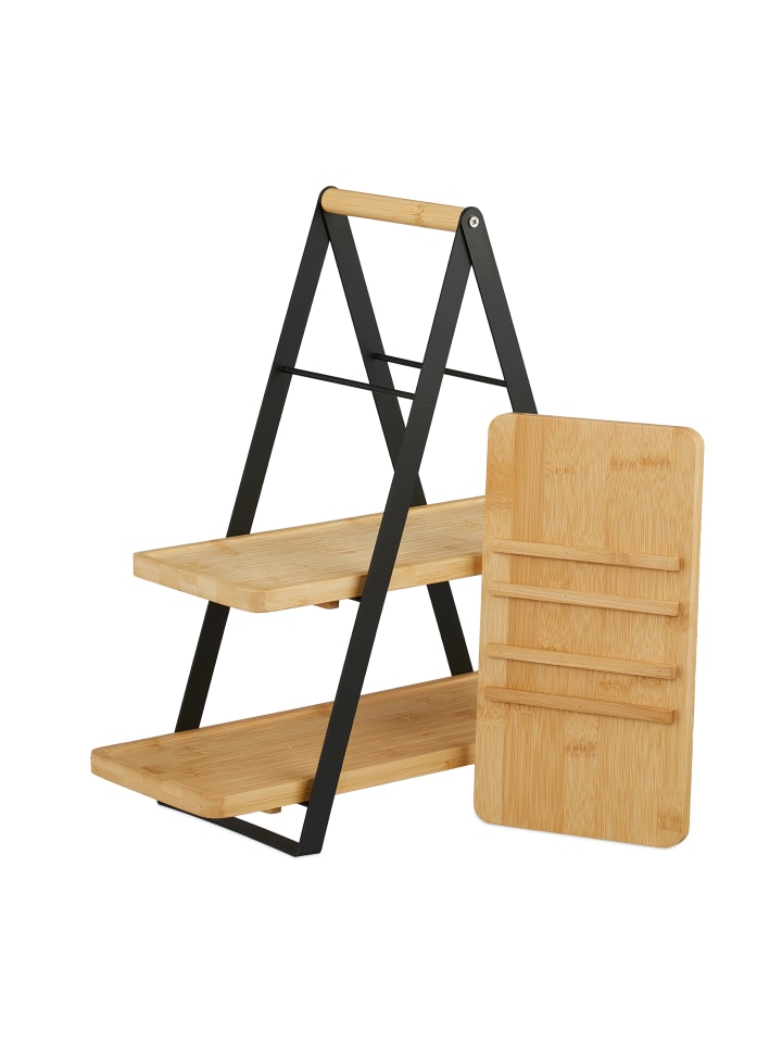 relaxdays Etagere in Natur/ Schwarz - (B)41 x (H)42 x (T)16,5 cm günstig kaufen onesize