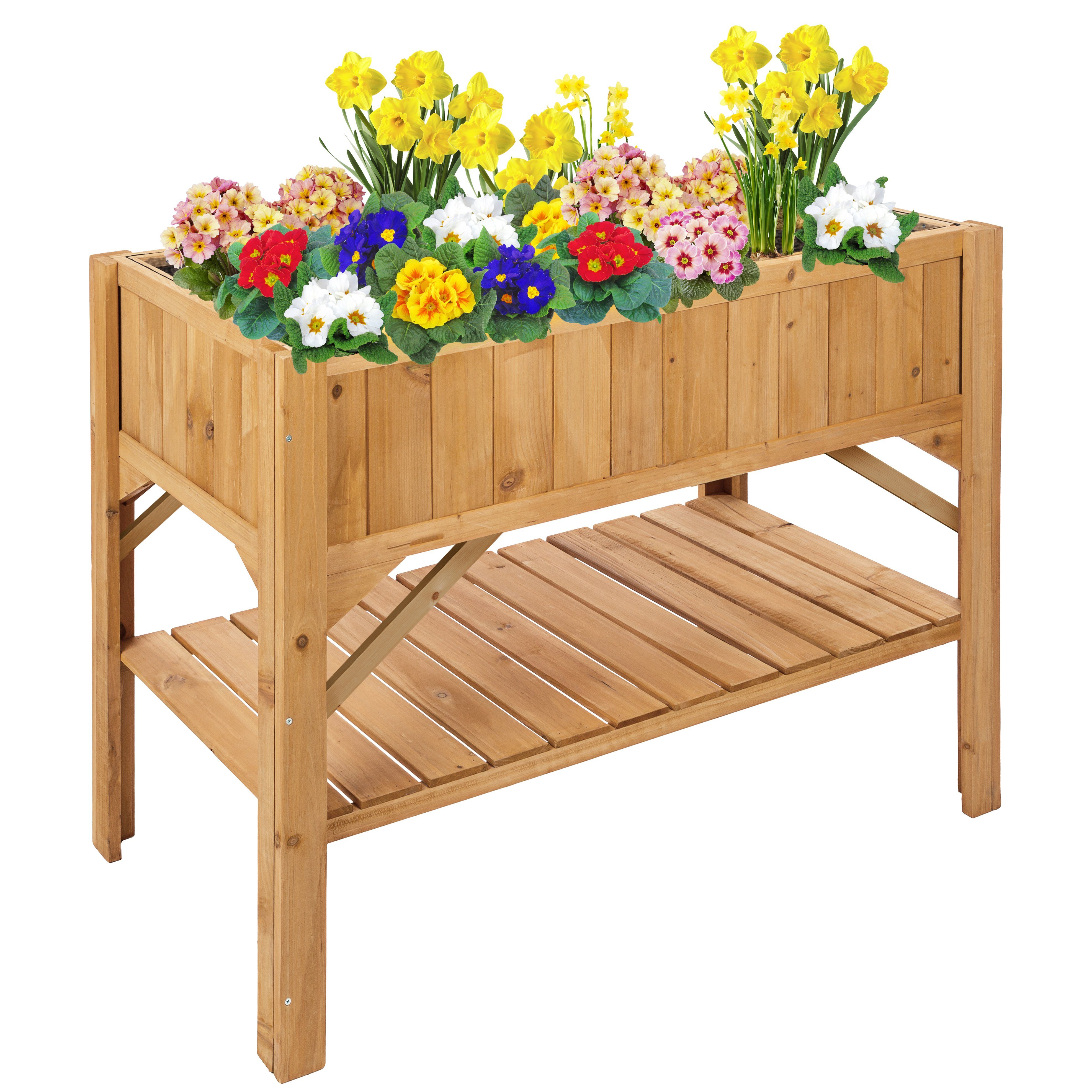 tectake Hochbeet Hochbeet mit Ablage 119x53x90cm